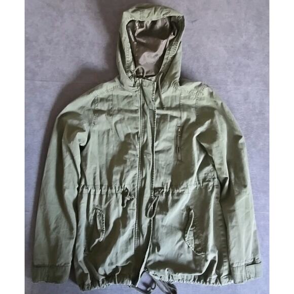 Ambiance Jackets & Blazers - Ambiance Utility Jacket Army Green Size L Cotton Shell Zip Button Pockets
